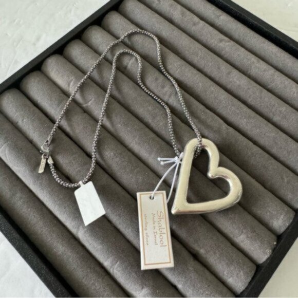 Shablool Israel Floating Heart Electroform St Slv 925 Pendant w Popcorn necklace - Picture 14 of 16